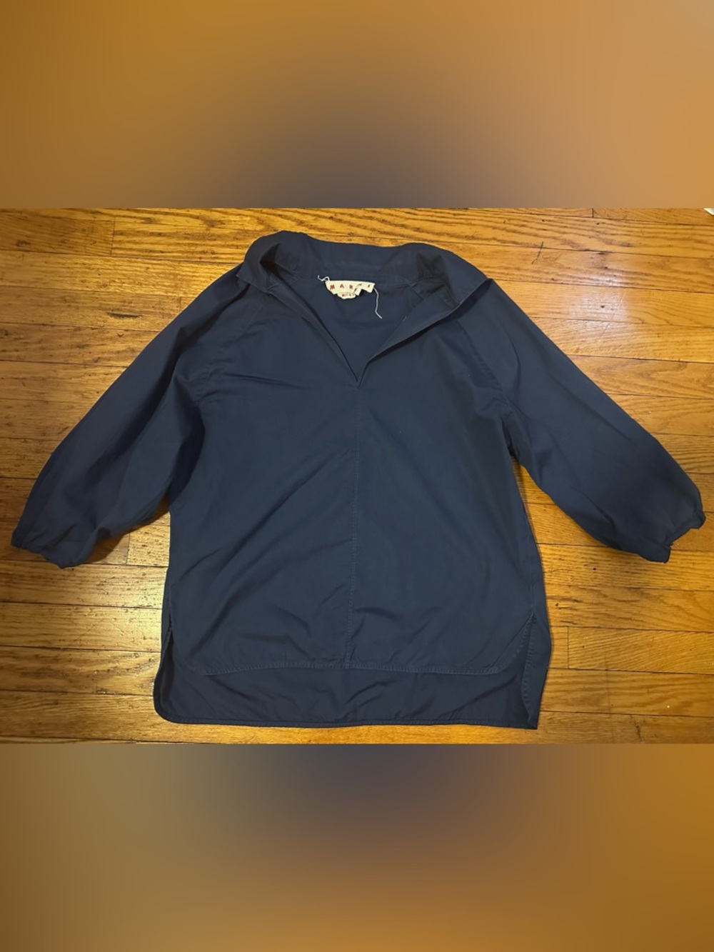 Marni Navy Shirt with Red Logo Tag